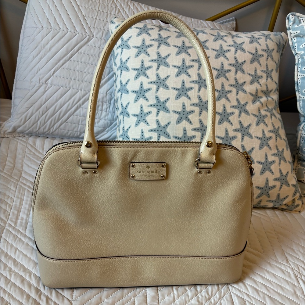 kate spade Cream Pebble Leather Dome Satchel